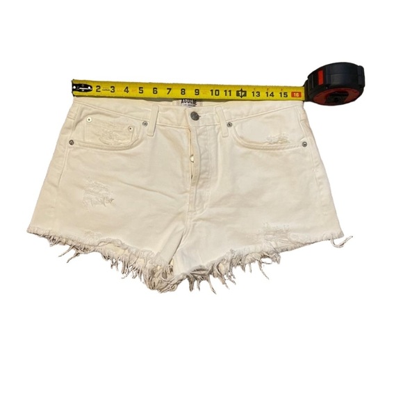 AGOLDE Parker Distressed Premium White Denim Shorts - Picture 2 of 8